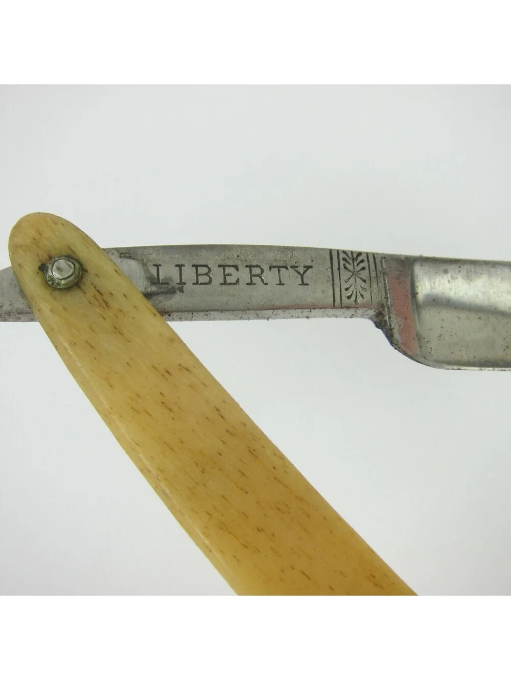 Vintage Straight Razor Liberty Bone Scales Handle & Case